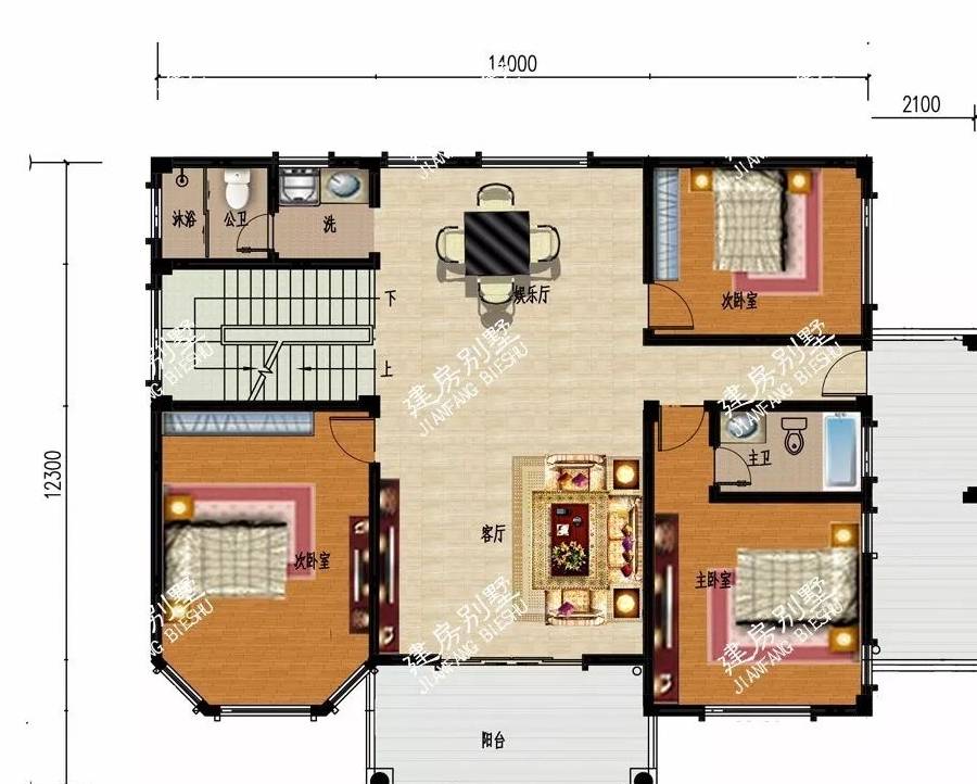 两款带大堂屋的四层别墅户型办个喜事室内就可摆上几大桌