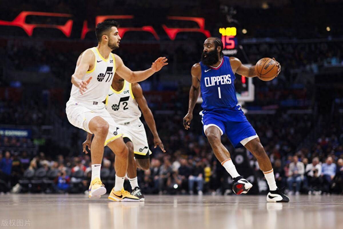 原创nba常规赛哈登秒传威少飞扣快船狂胜送爵士11连败