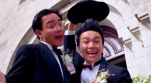 第二部《家有喜事》,黄百鸣饰演老实大哥,张国荣饰演娘娘腔的二弟