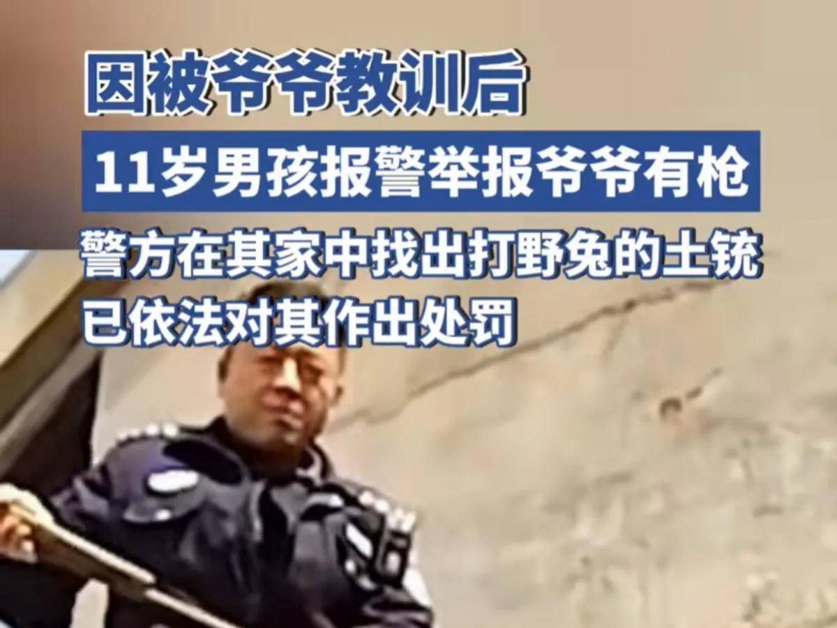 "亲亲相隐!"安庆老人被11岁孙子举报有枪被罚,评论区火力全开