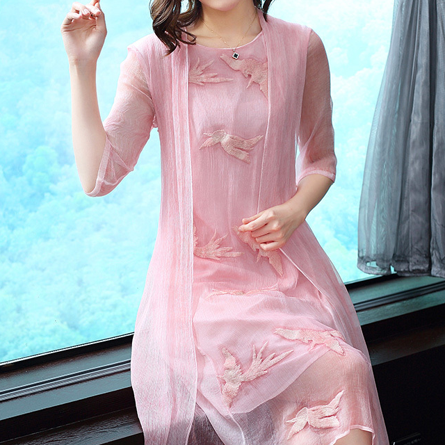 比旗袍好看的真丝裙,妈妈聚会穿端庄优雅_连衣裙_气质_女装