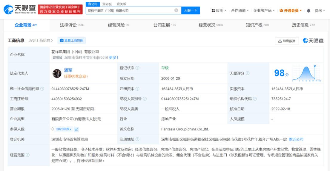花样年集团等被强制执行3.8亿