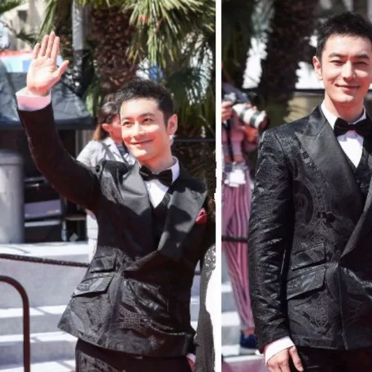 黄晓明戛纳红毯未修图曝光,网友:这腿尴尬了_杨颖_刘德华_身高