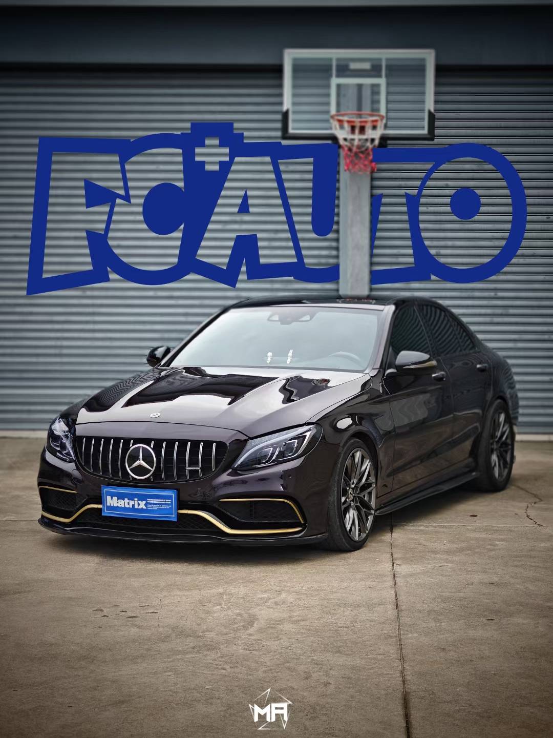 matrix:梅赛德斯奔驰amg c63风暴紫改色膜,v8后驱风暴紫