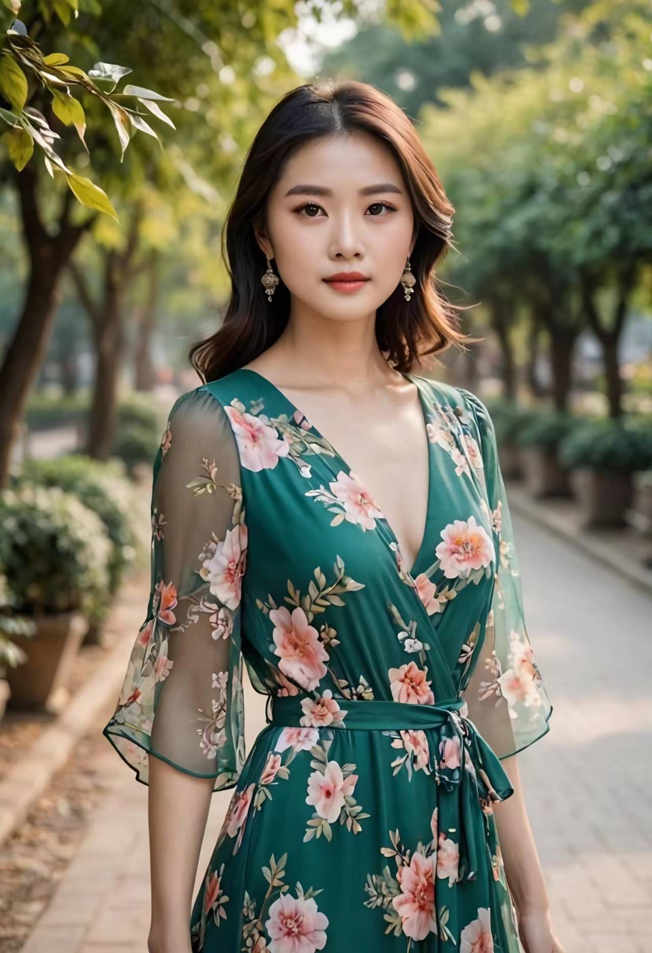 风采奕奕的连衣裙女子