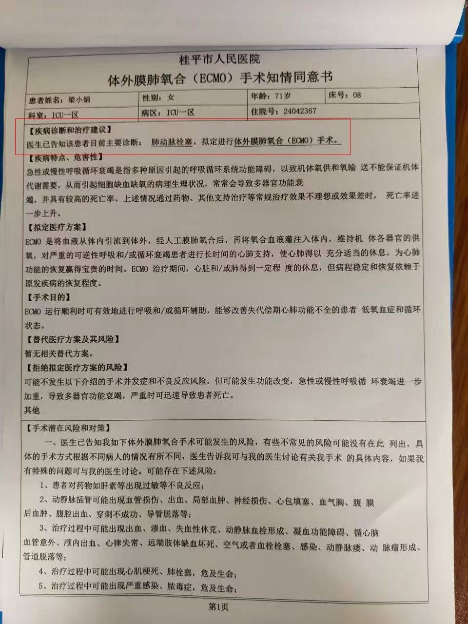 母亲突发肺动脉栓塞,在icu重点监护治疗,后续治疗费用高昂,急需大家