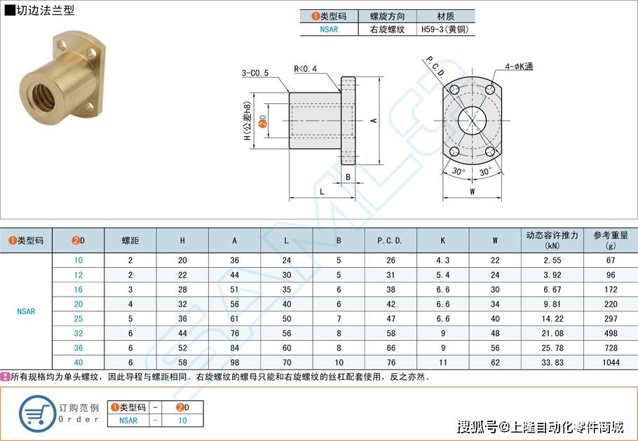 切边法兰型梯形丝杠螺母的作用