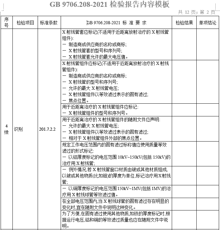gb 9706.208-2021检验报告模板