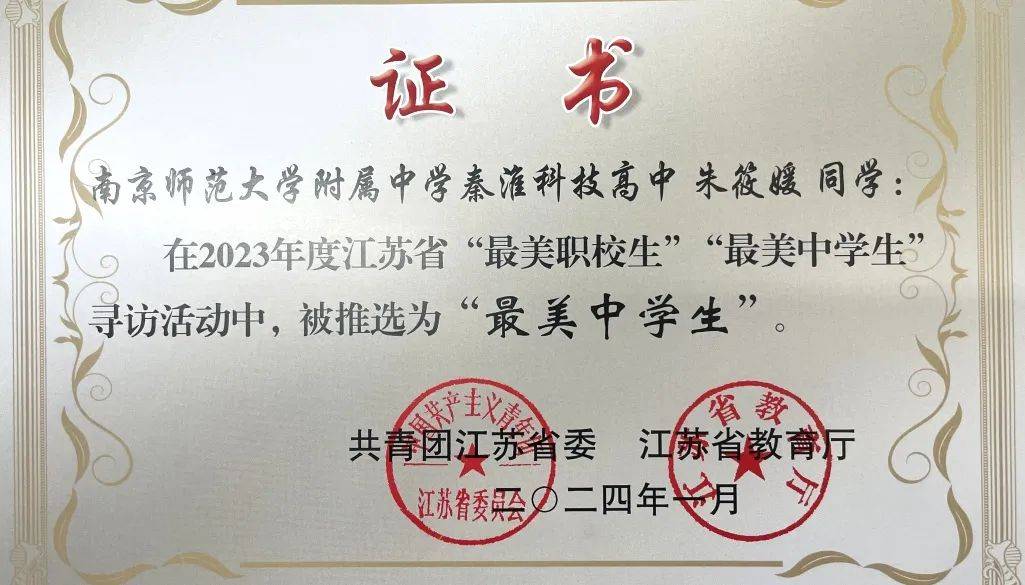 【附中科高·学生发展】最美中学生,省级!