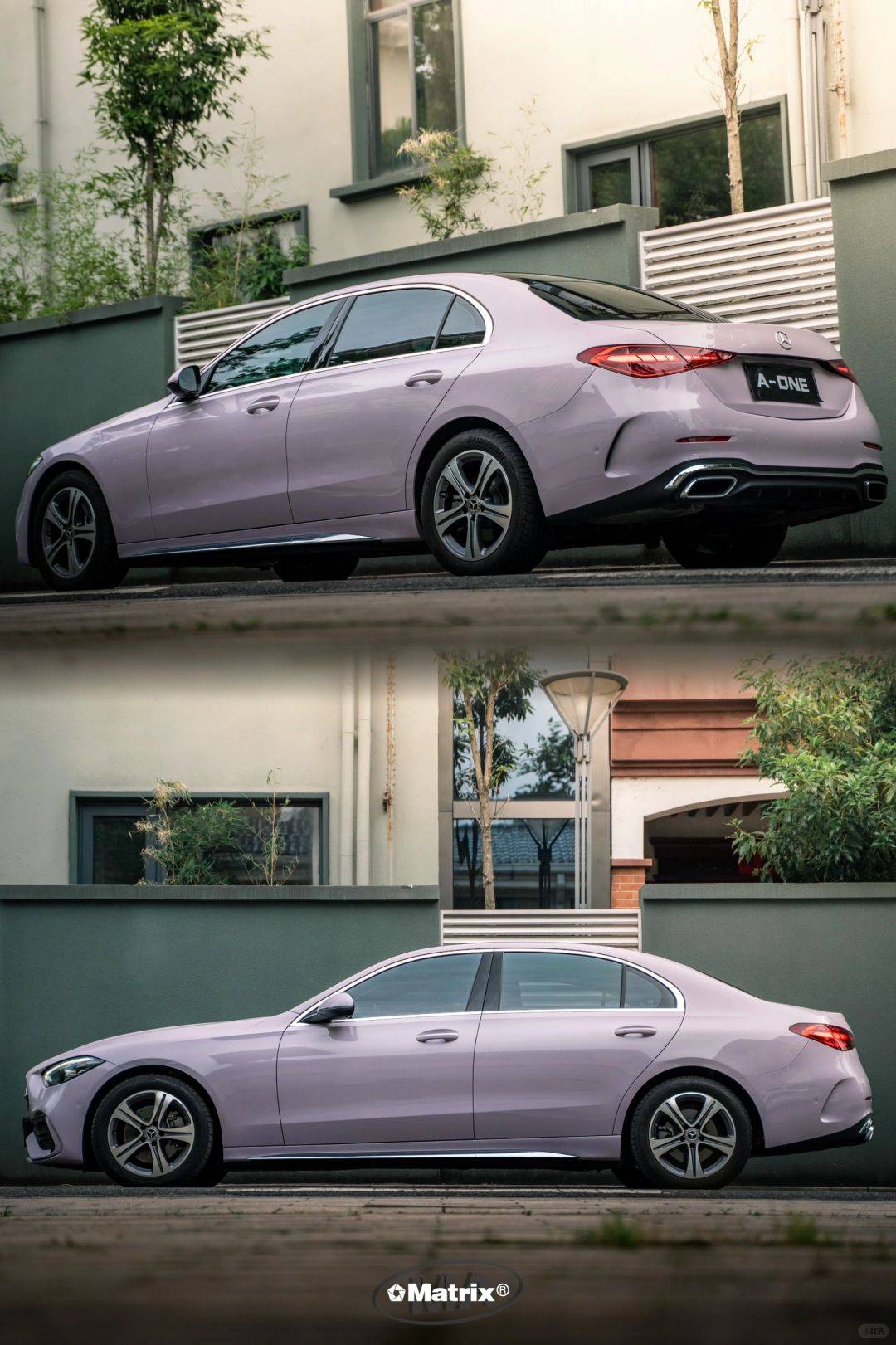 matrix-奔驰c级「迷雾灰紫」改色膜,迷雾缭绕,一眼心动