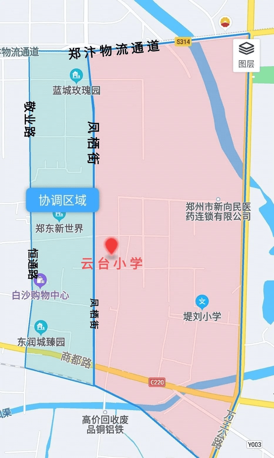 凤栖街以东,郑汴物流通道以南,万三公路以西,陇海铁路以北,在此围合