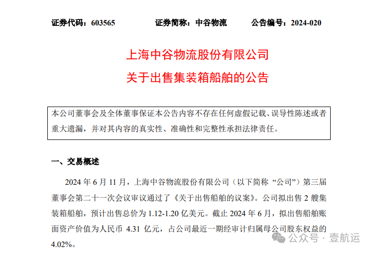 6月12日)上午,全球船公司运力排名第20位,a股上市公司中谷物流(603565