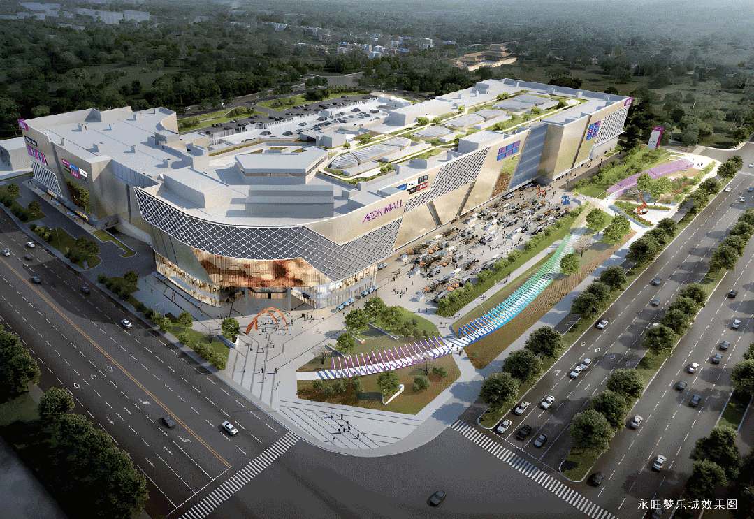 开车几分钟的距离,就是空港新天地,永旺梦乐城(在