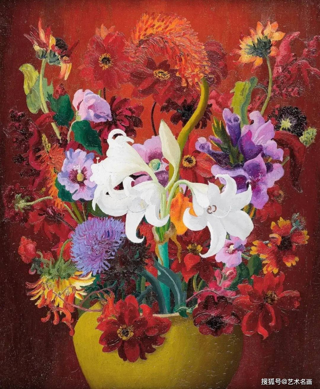 鲜艳花卉︱英国印象派画家塞德里克·洛克伍德·莫里斯爵士绘画作品