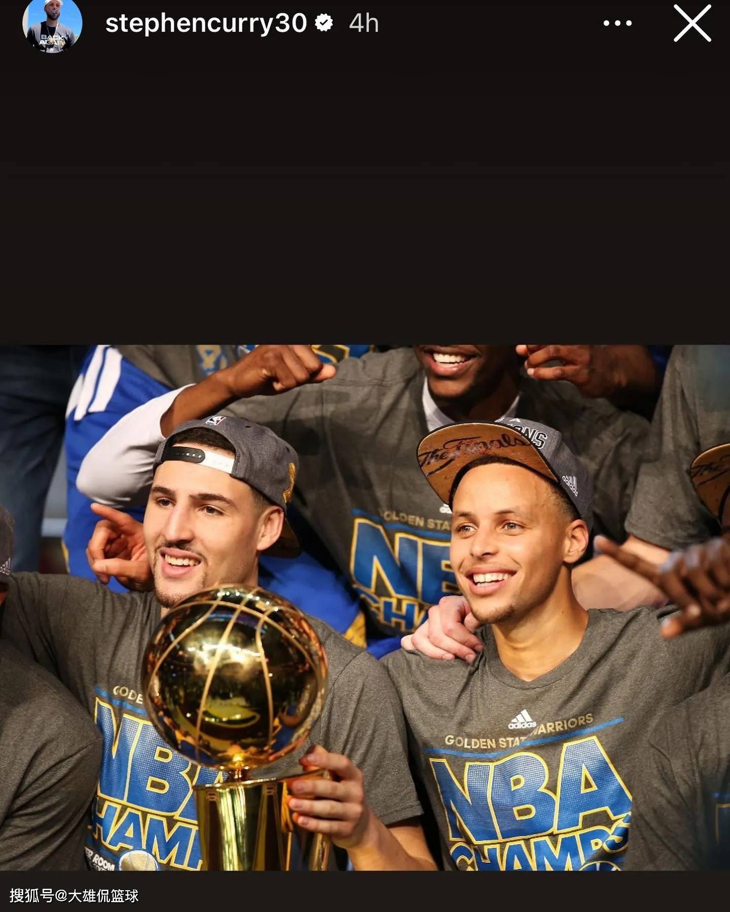 库里在ins上与克莱汤普森告别,会想你的,做你想做的事情吧