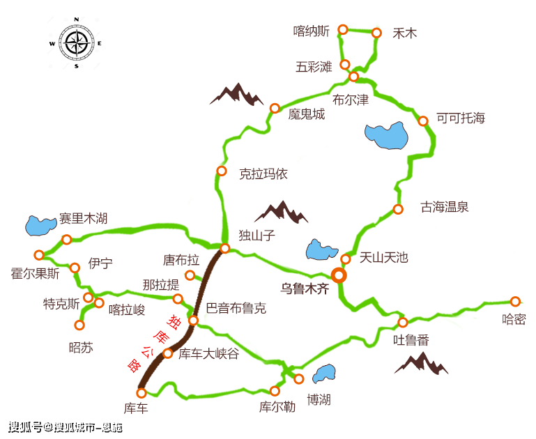 新疆全境自驾游路线图图片