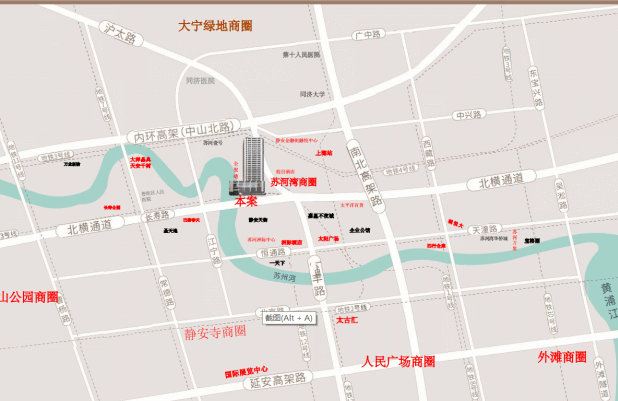 区位图交通优势:地铁1/3/4号线上海火车站500米,13号线江宁路站699米