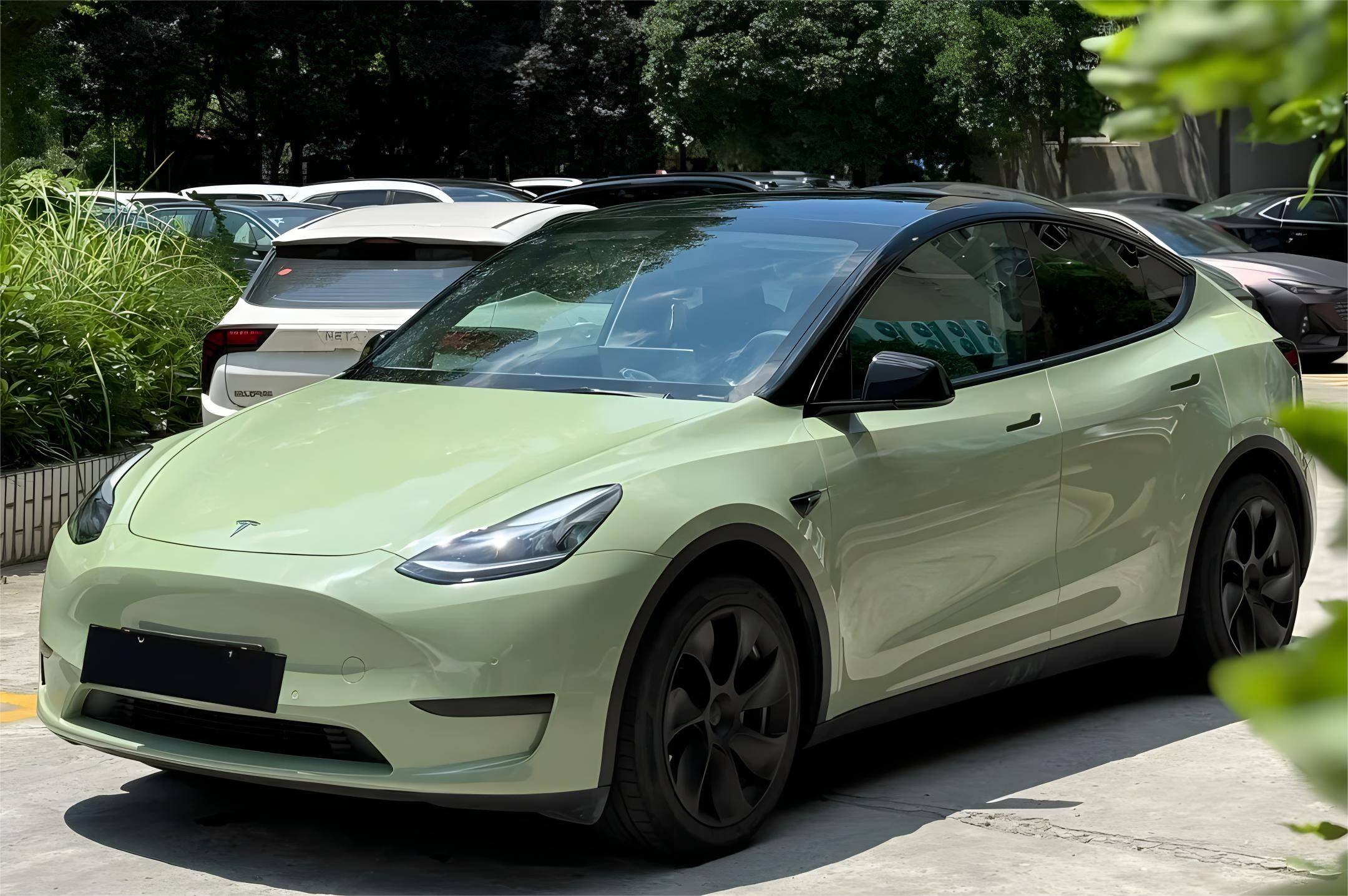 特斯拉model y改色:水晶卡其绿的独特魅力!_搜狐汽车_搜狐网