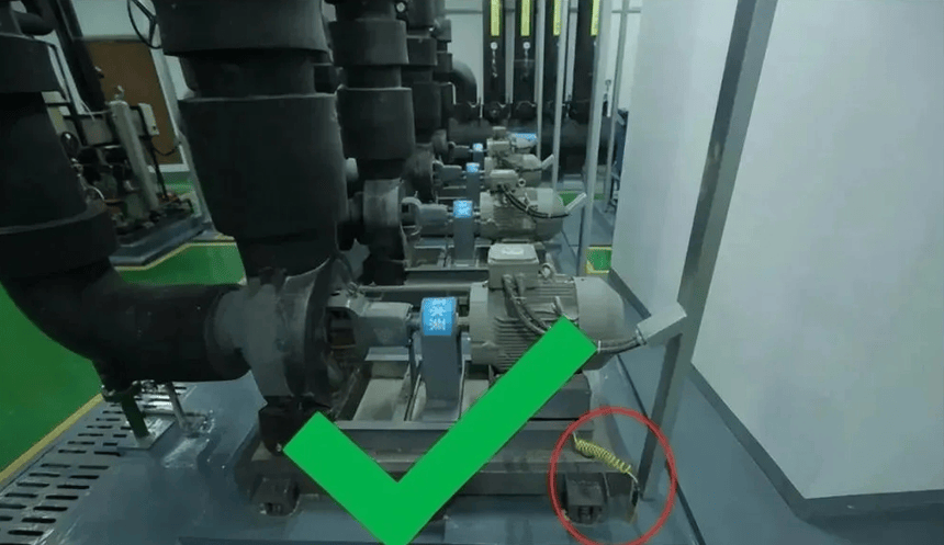 隐患⑧:用电设备(消防水泵及水泵控制柜)未采取接地保护;危害:消防