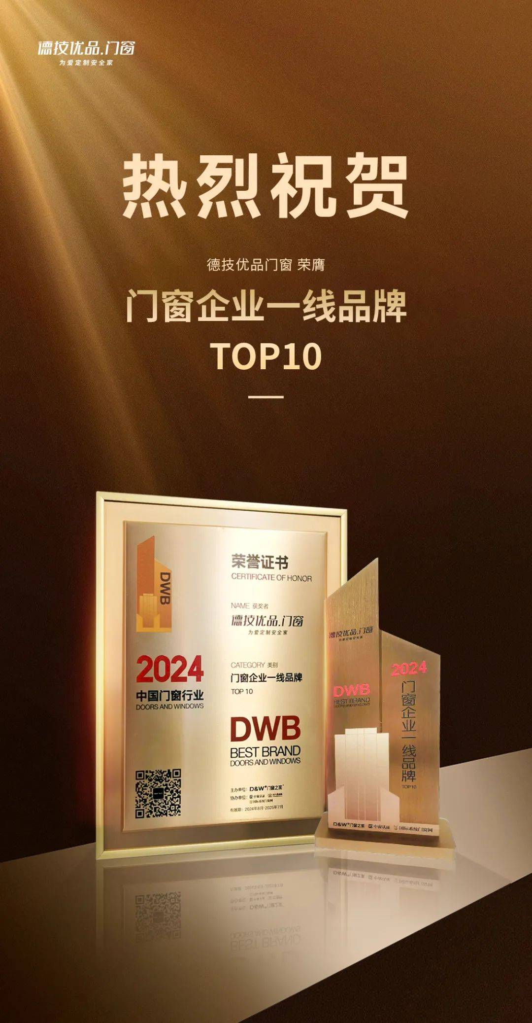 德技优品门窗实力揽获广东省门窗协会"常务副会长"等四项