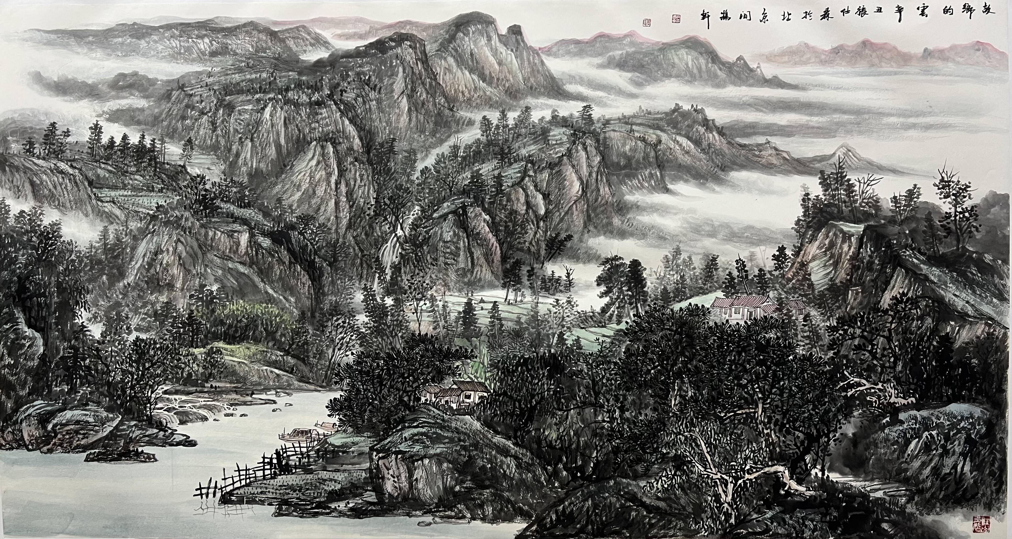 各具风貌,但最打动我的莫过于张仕森的新派全景山水作品,笔者认为