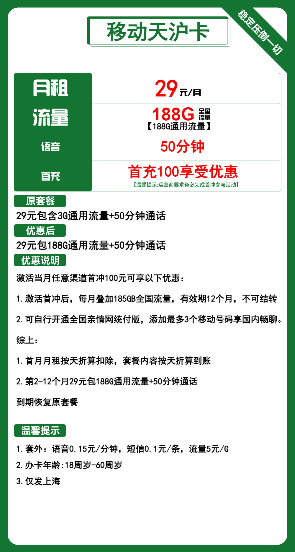 024年最新移动流量卡套餐推荐19元月租、大流量80G/180G/188G及3AAA靓号精选"