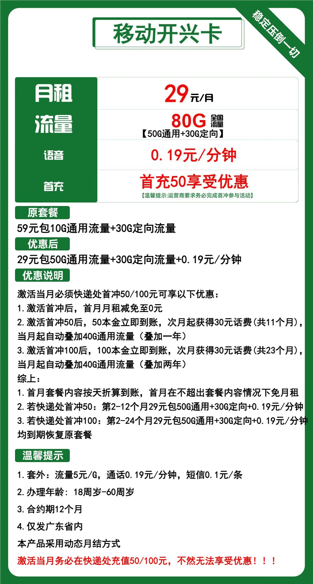 024年最新移动流量卡套餐推荐19元月租、大流量80G/180G/188G及3AAA靓号精选"