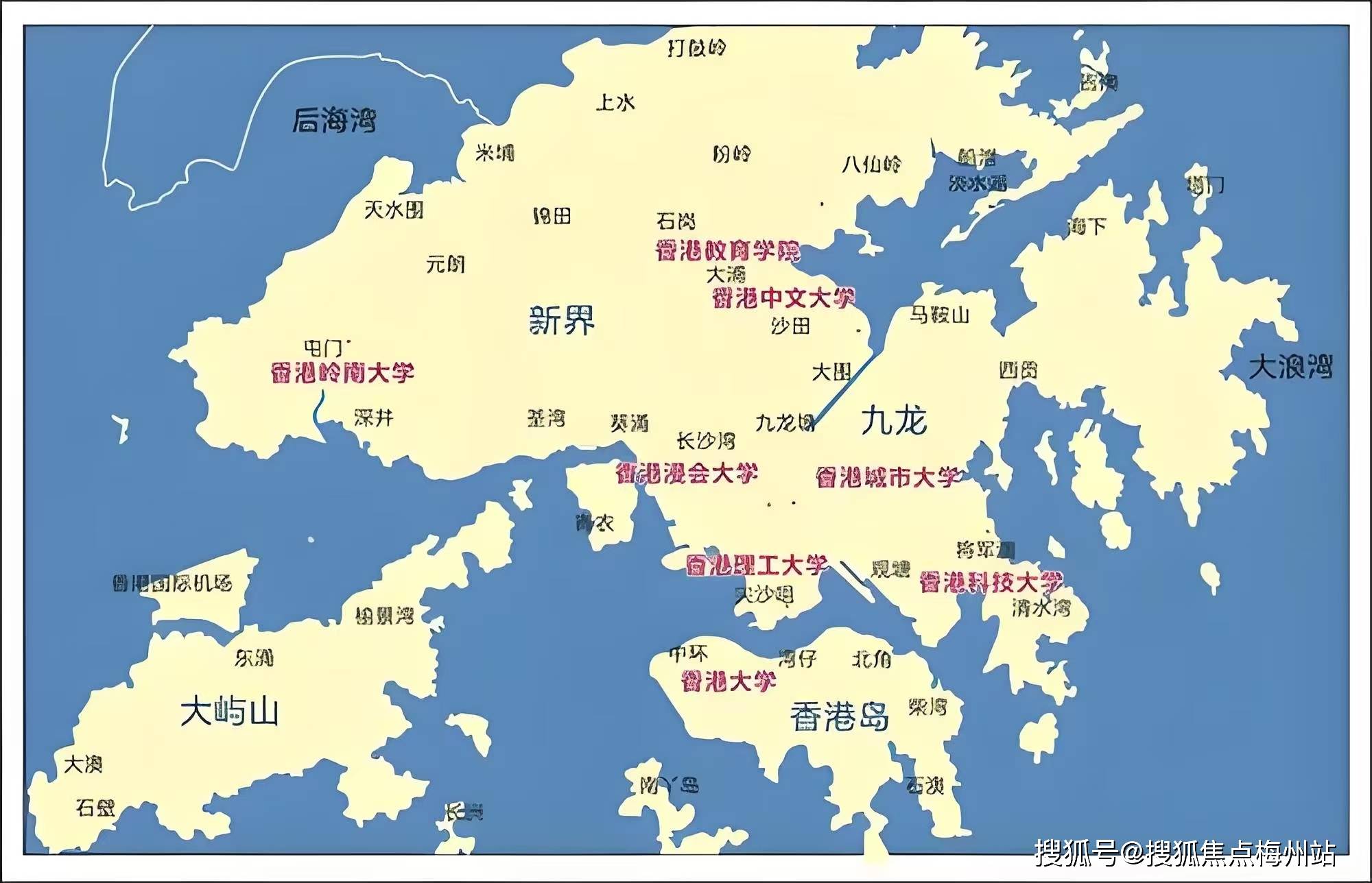 香港地图区域划分图片