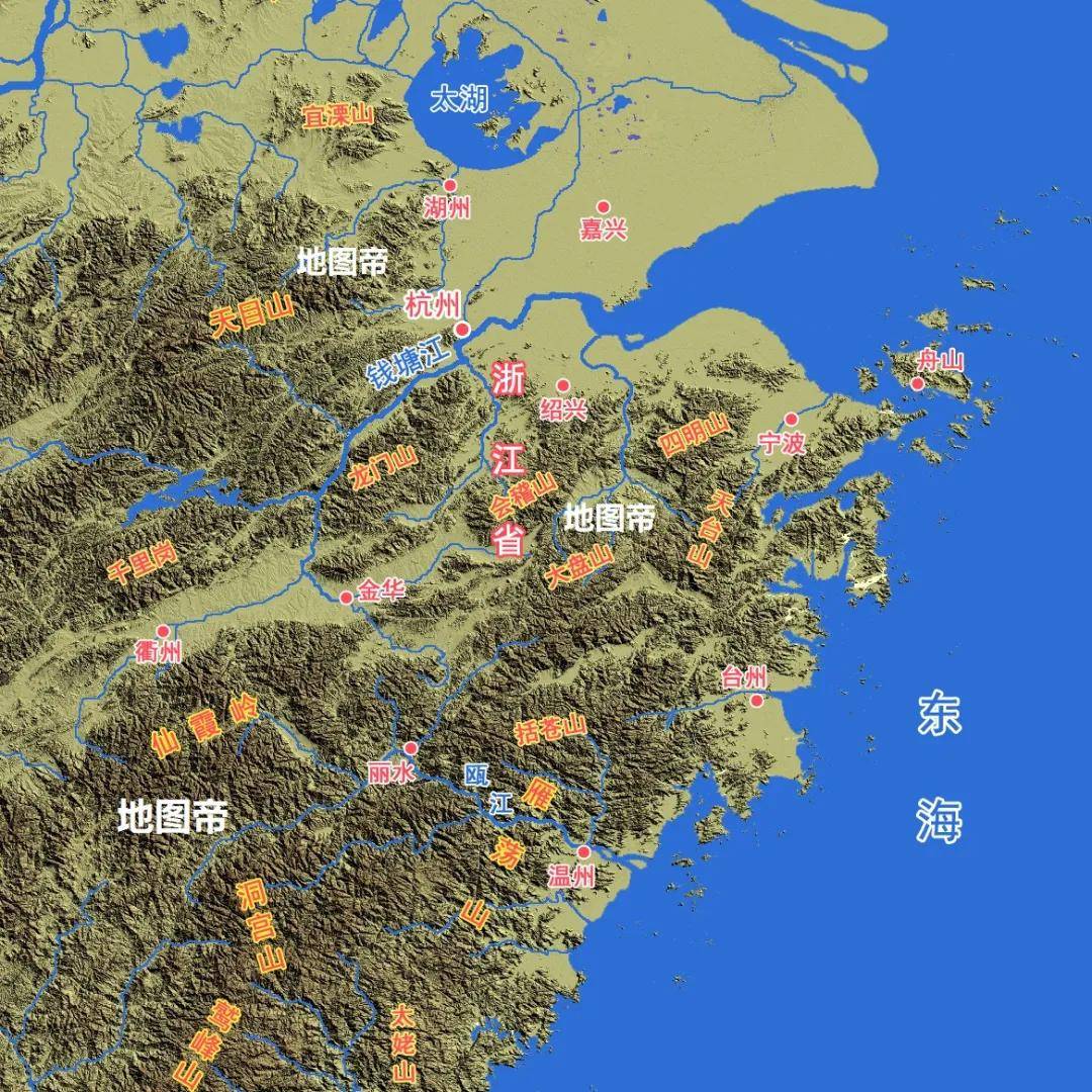 浙江省地形图 清晰图片