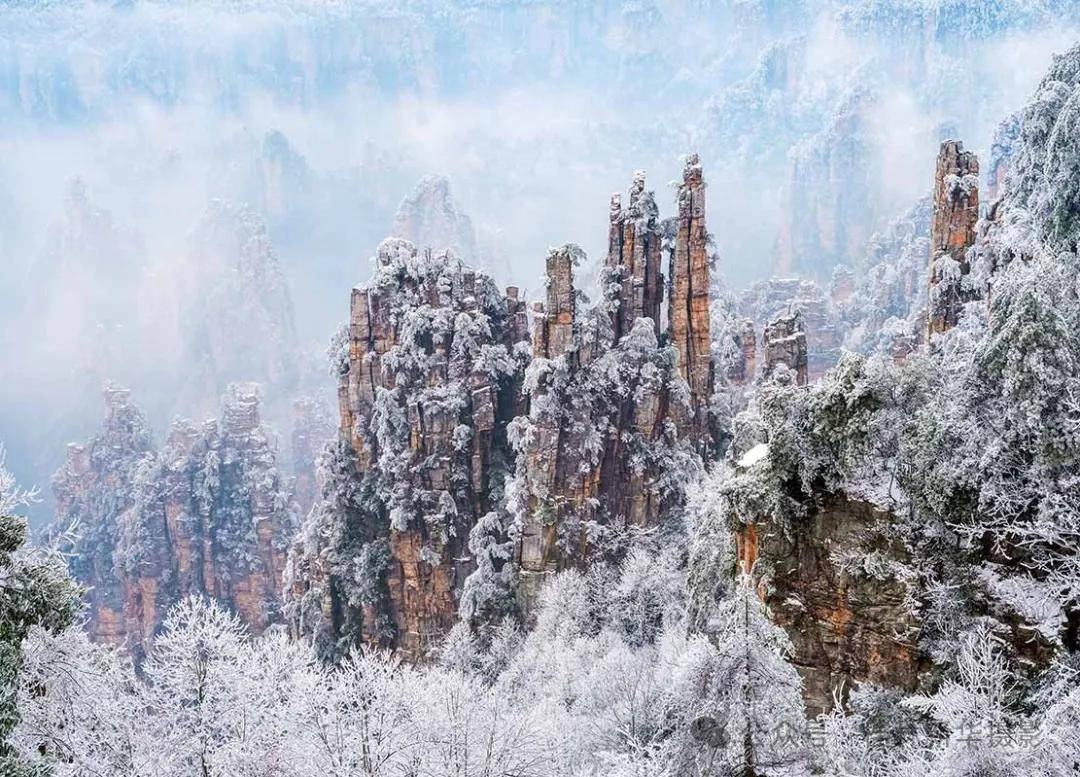 张家界雪景图片天子山图片