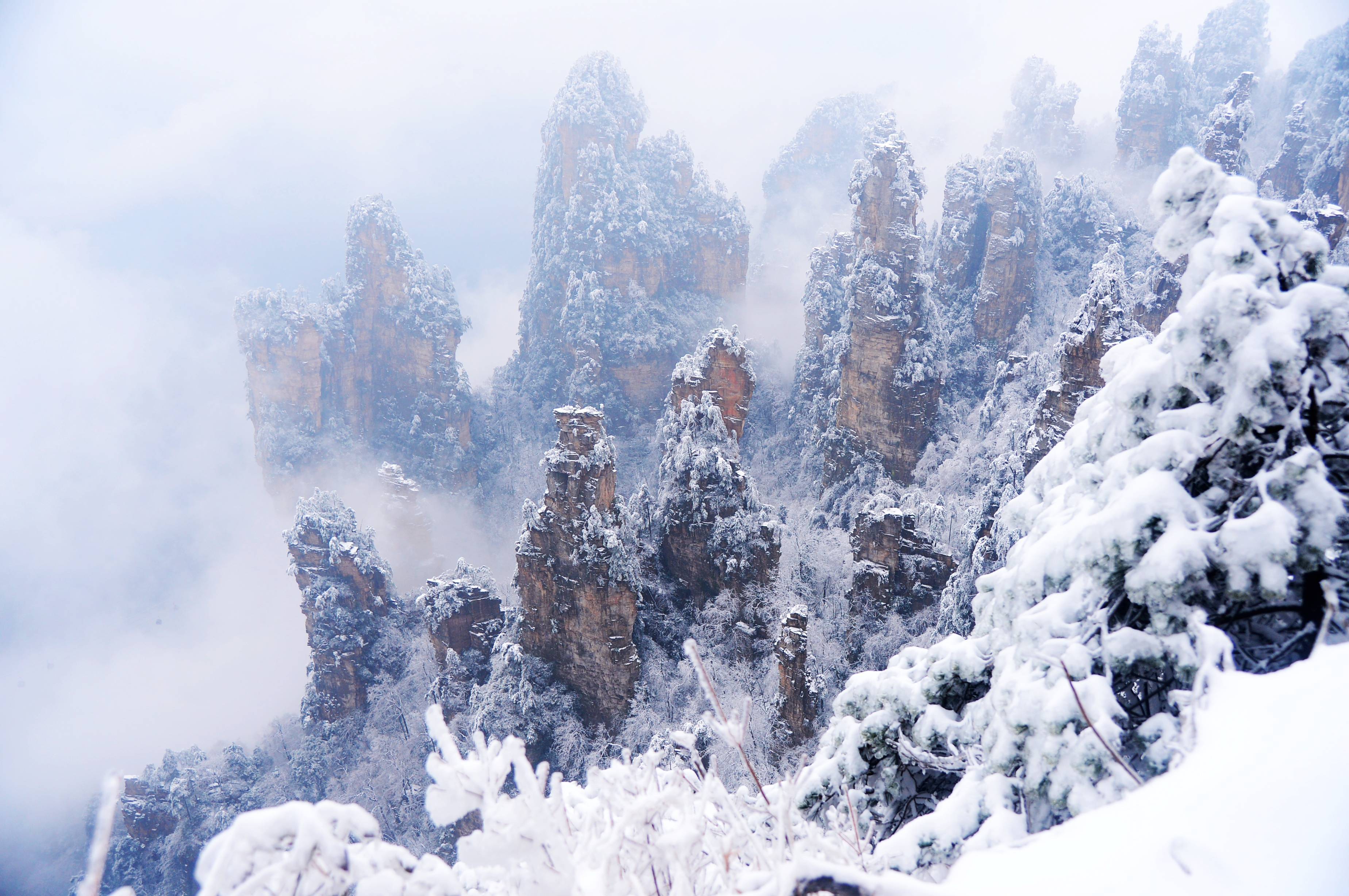 张家界雪景图片