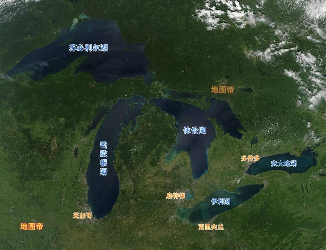 北美五大湖和渤海相比,哪个面积大?
