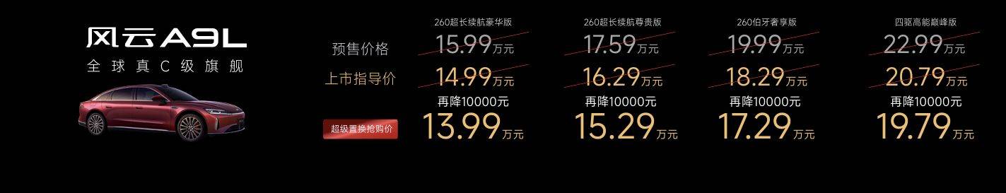 置换价13.99万元起，20万以内没有对手？风云A9L正式上市