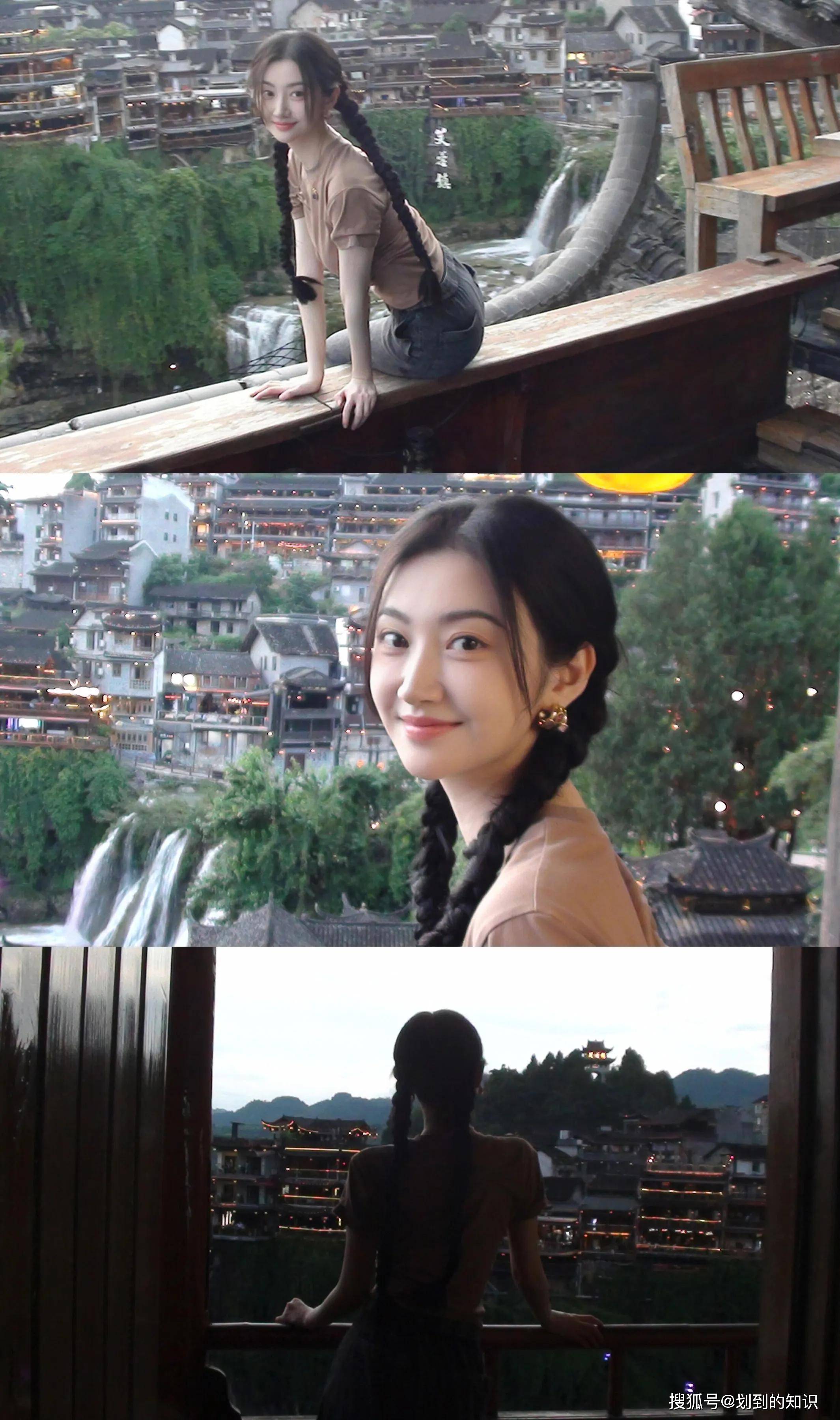 景甜扎双麻花辫美回18岁她穿百元t恤好看她是漂亮的湘西妹子