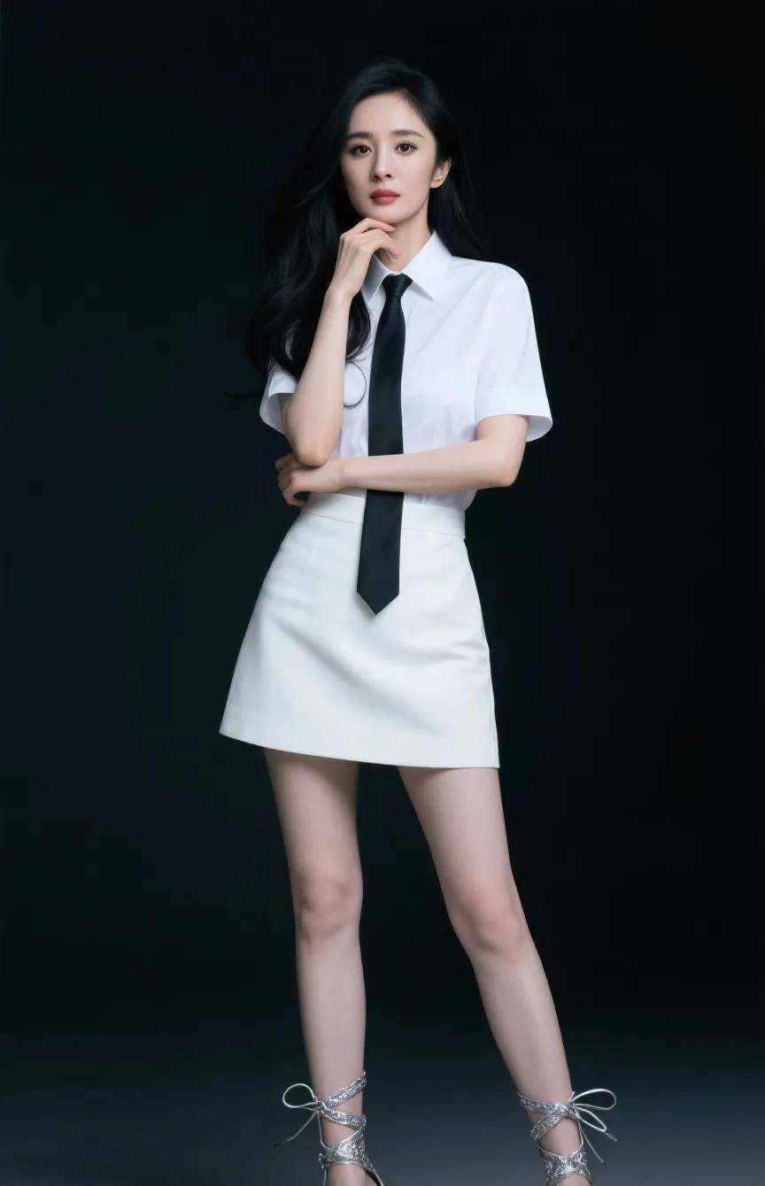杨幂身材太优越,白衬衫   短裙尽显好比例,筷子腿!