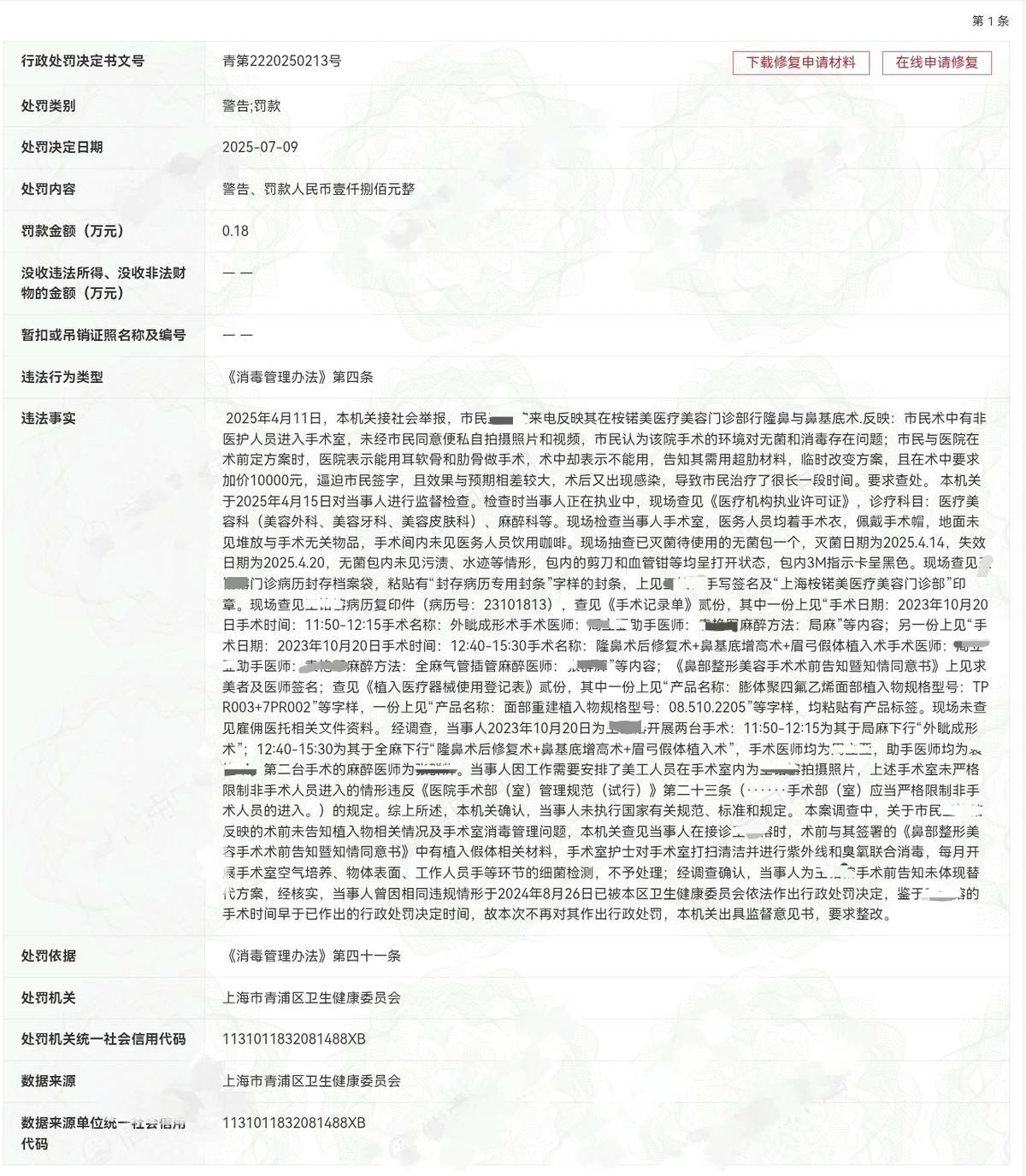 10次罚单难阻医美乱象 上海桉锘美医疗美容不要口碑了吗?(图5)