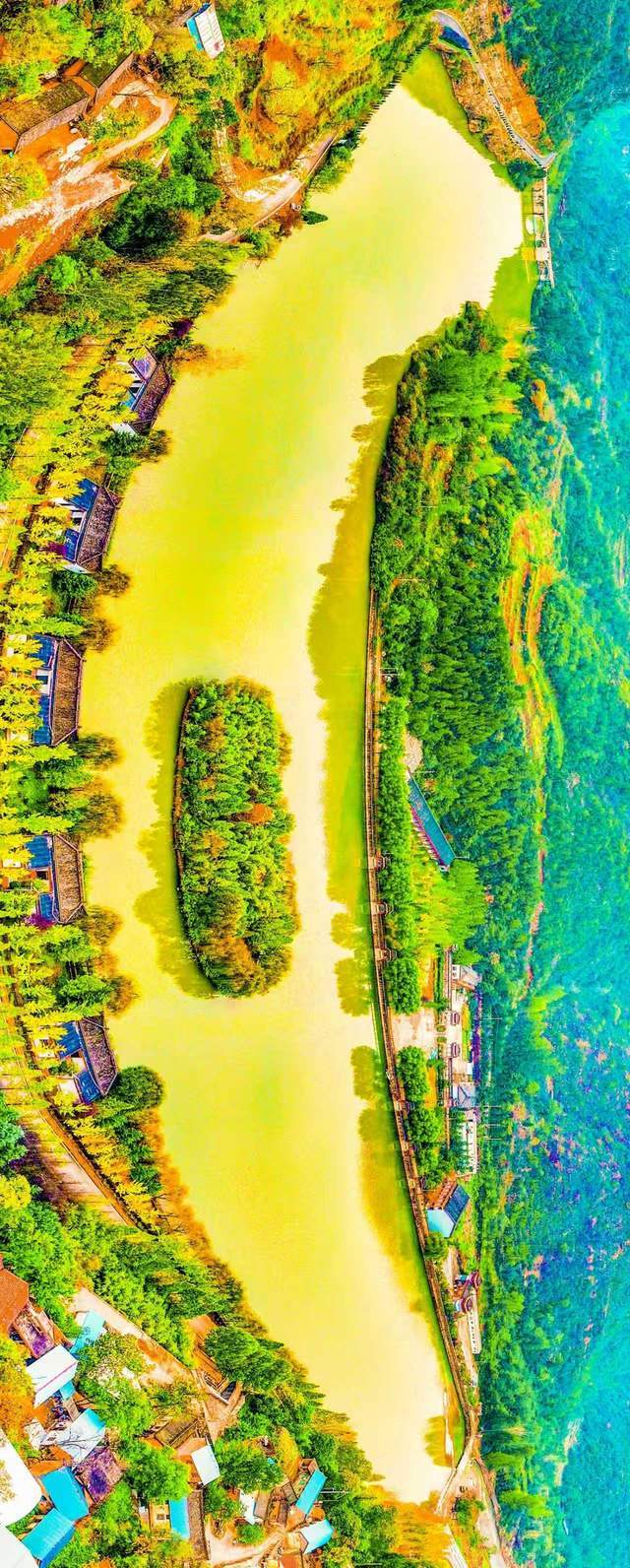 夏县祁家河:一幅秋日水乡图