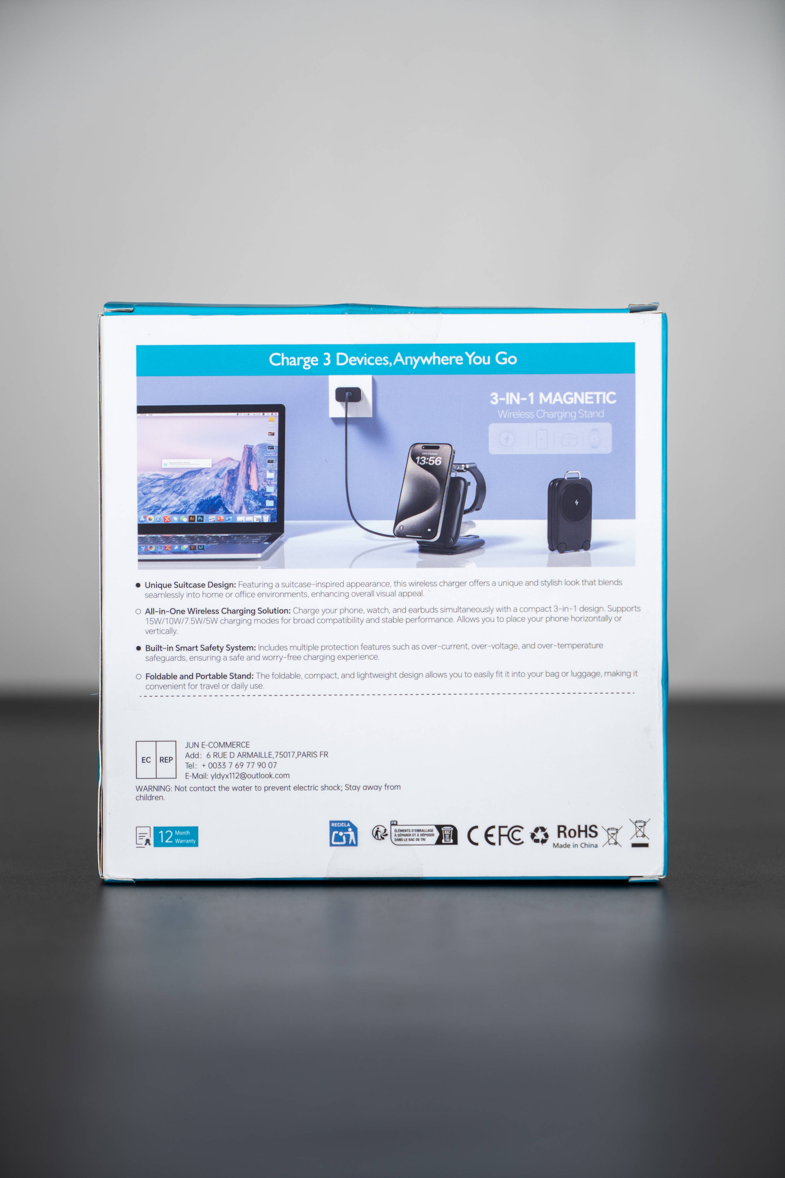 行李箱造型的无线充电器见过吗?迪奥科三合一折叠磁吸充电器分享