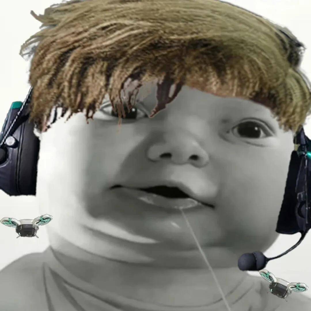 papa流口水小孩抽象猎奇黑白gif表情包