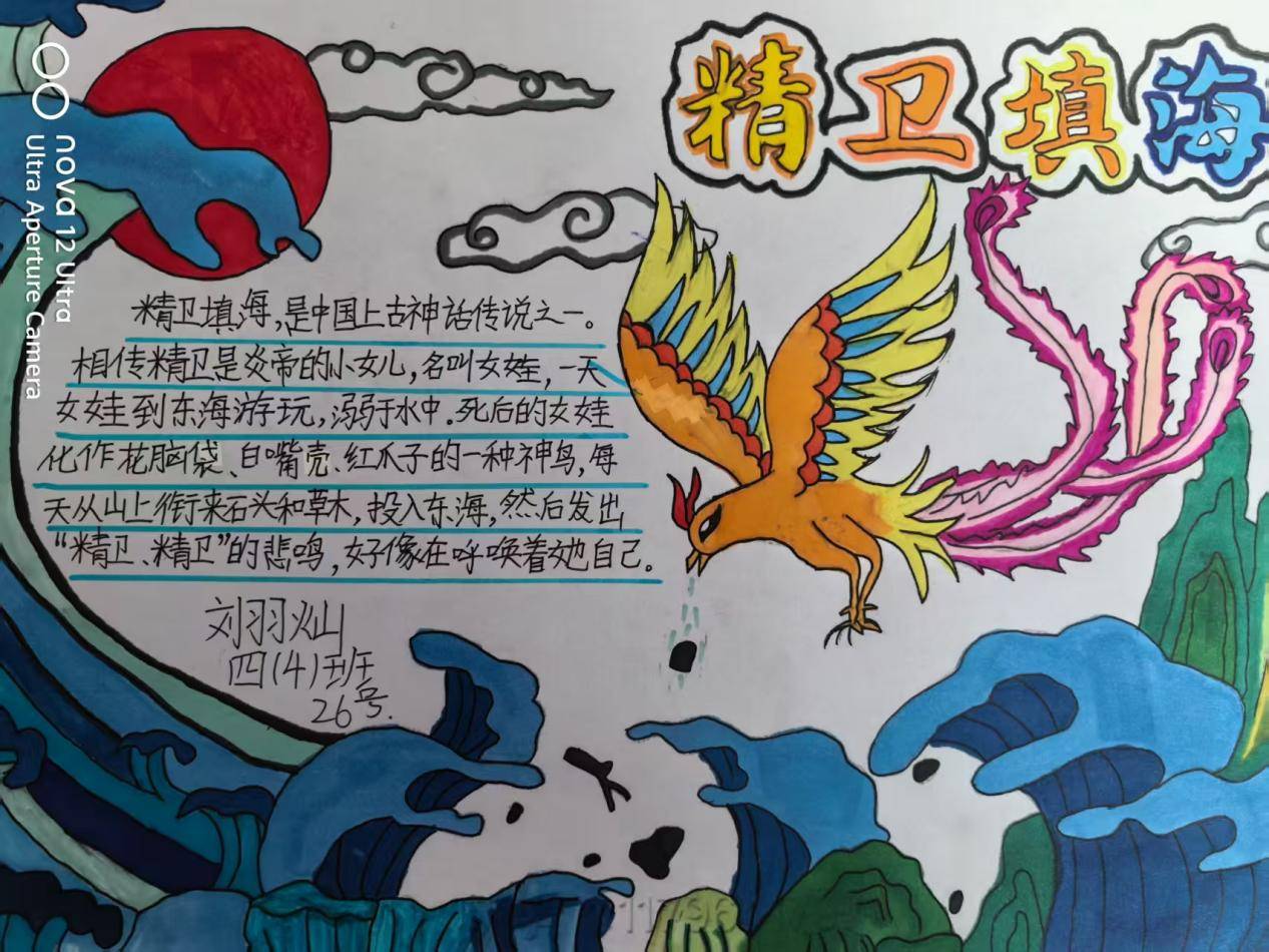 濮阳市油田第六小学教育集团西校区四年级"神话故事"手抄报活动