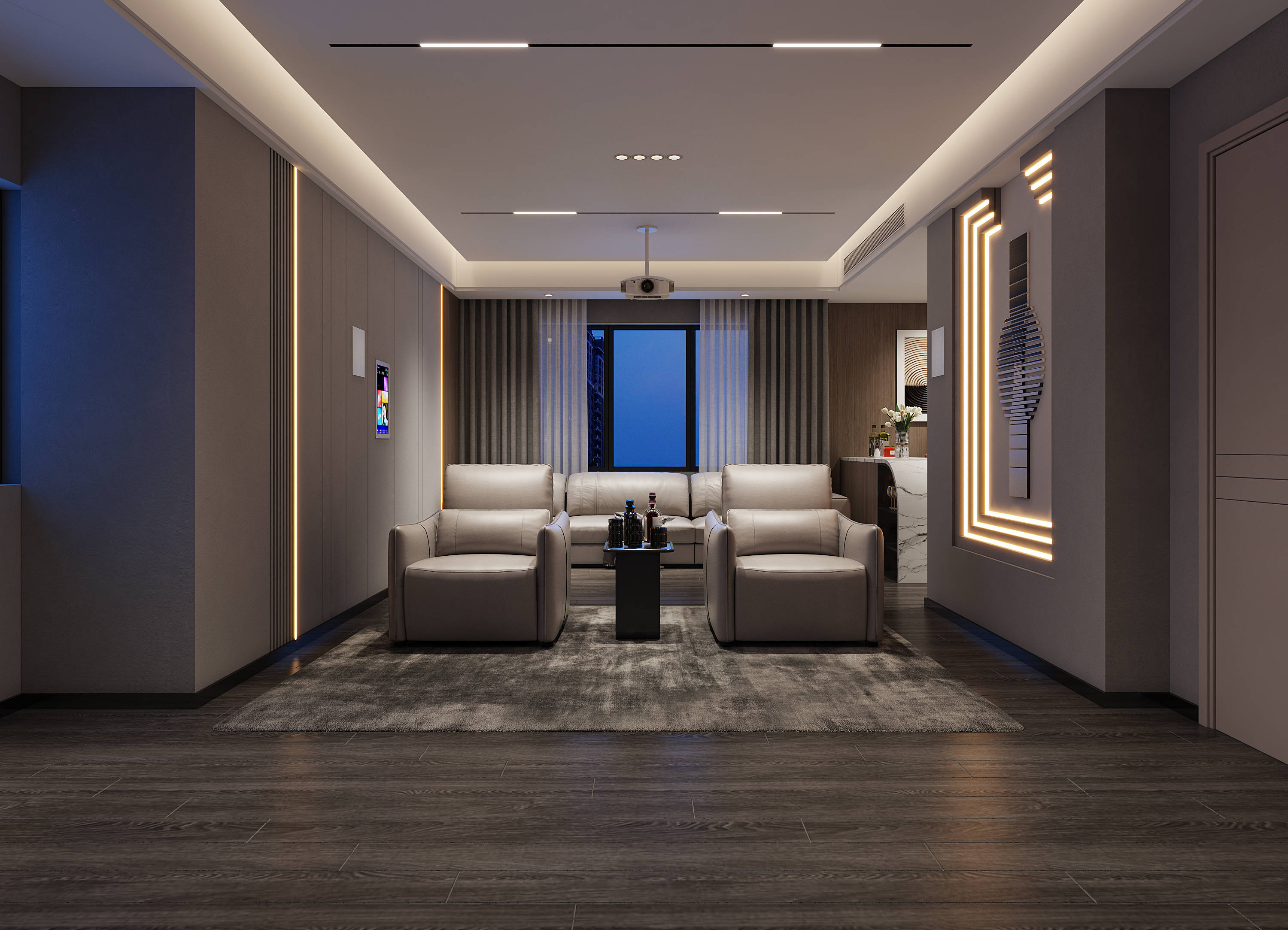 45㎡小客厅秒变影院!