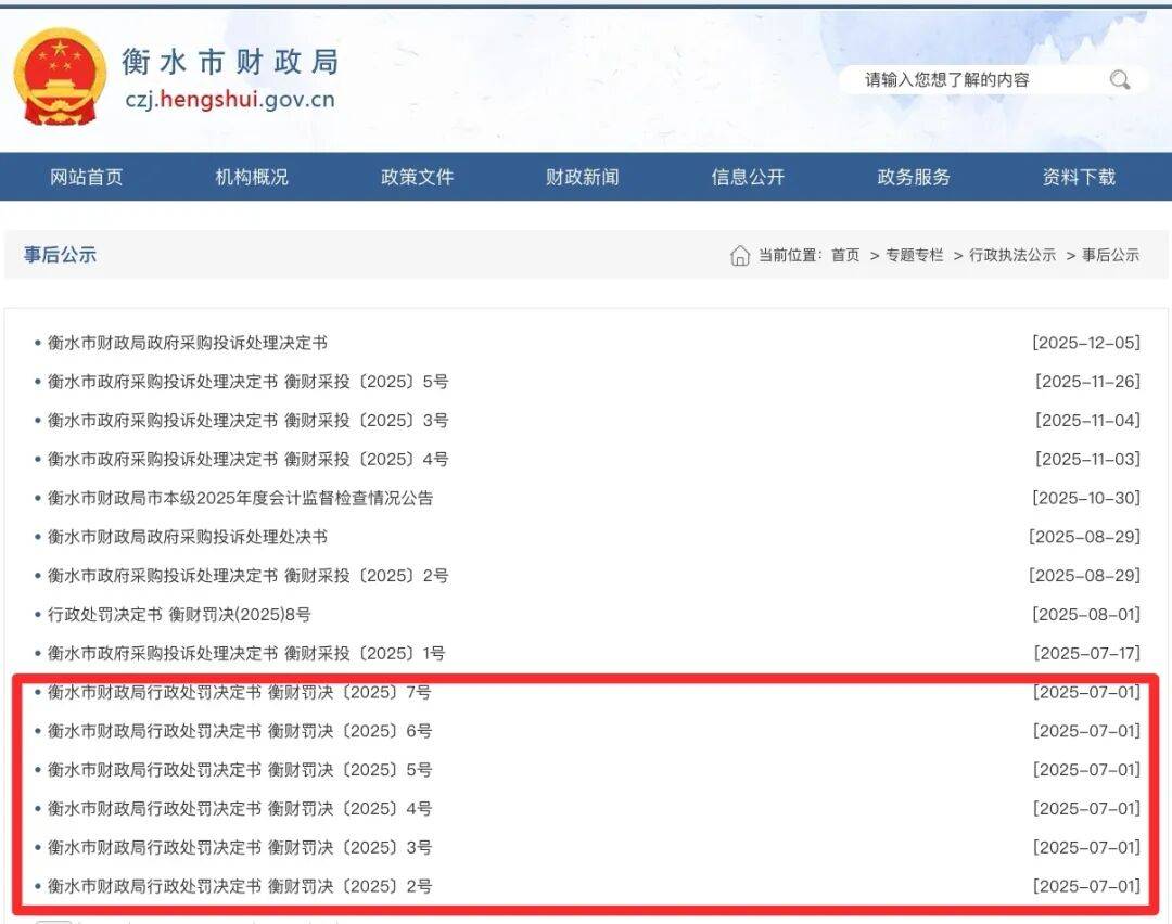 衡水一政府采购项目评标委员会7名专家 其中6人"走过场"被罚(图1)