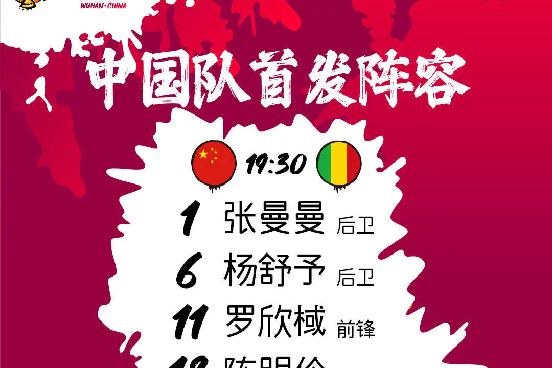 中国女篮VS马里首发阵容：杨舒予搭档韩旭