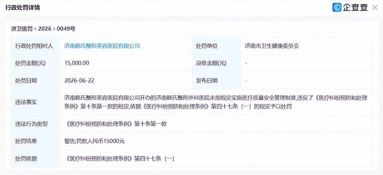 24岁女子曝磨骨术后面瘫 济南韩氏整形七年16张罚单冤不冤?(图2) 文章配图-1