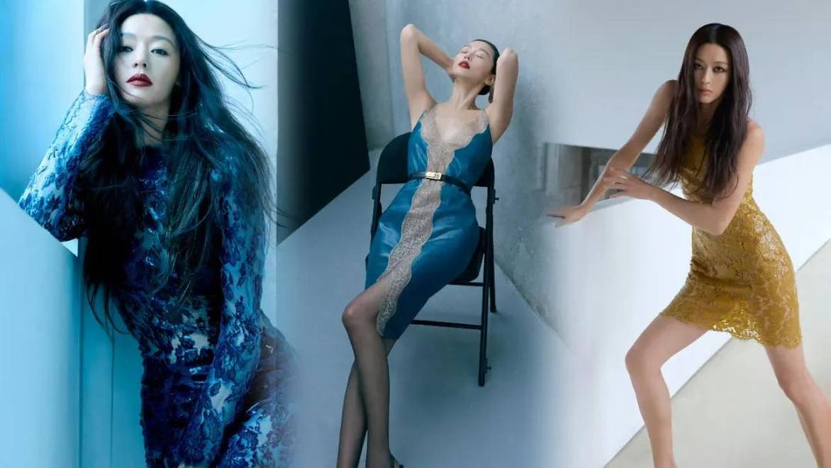 全智贤穿复古蕾丝裙慵懒魅惑，冷艳性感身材好