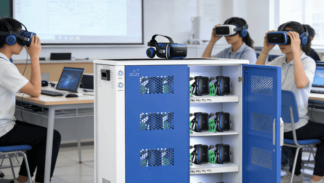 校园VR教学专用！VR充电柜解决学校设备管理难题