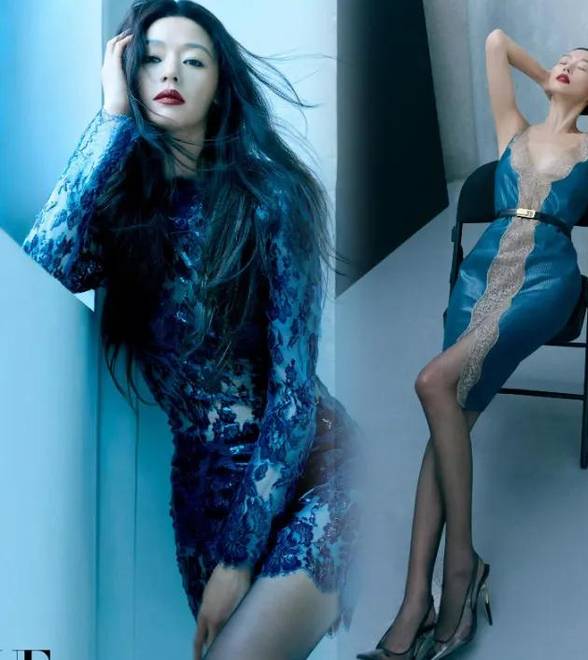 全智贤穿复古蕾丝裙慵懒魅惑，冷艳性感身材好