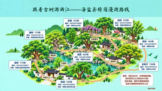 跟着古树游浙江——海盐县绮园漫游路线