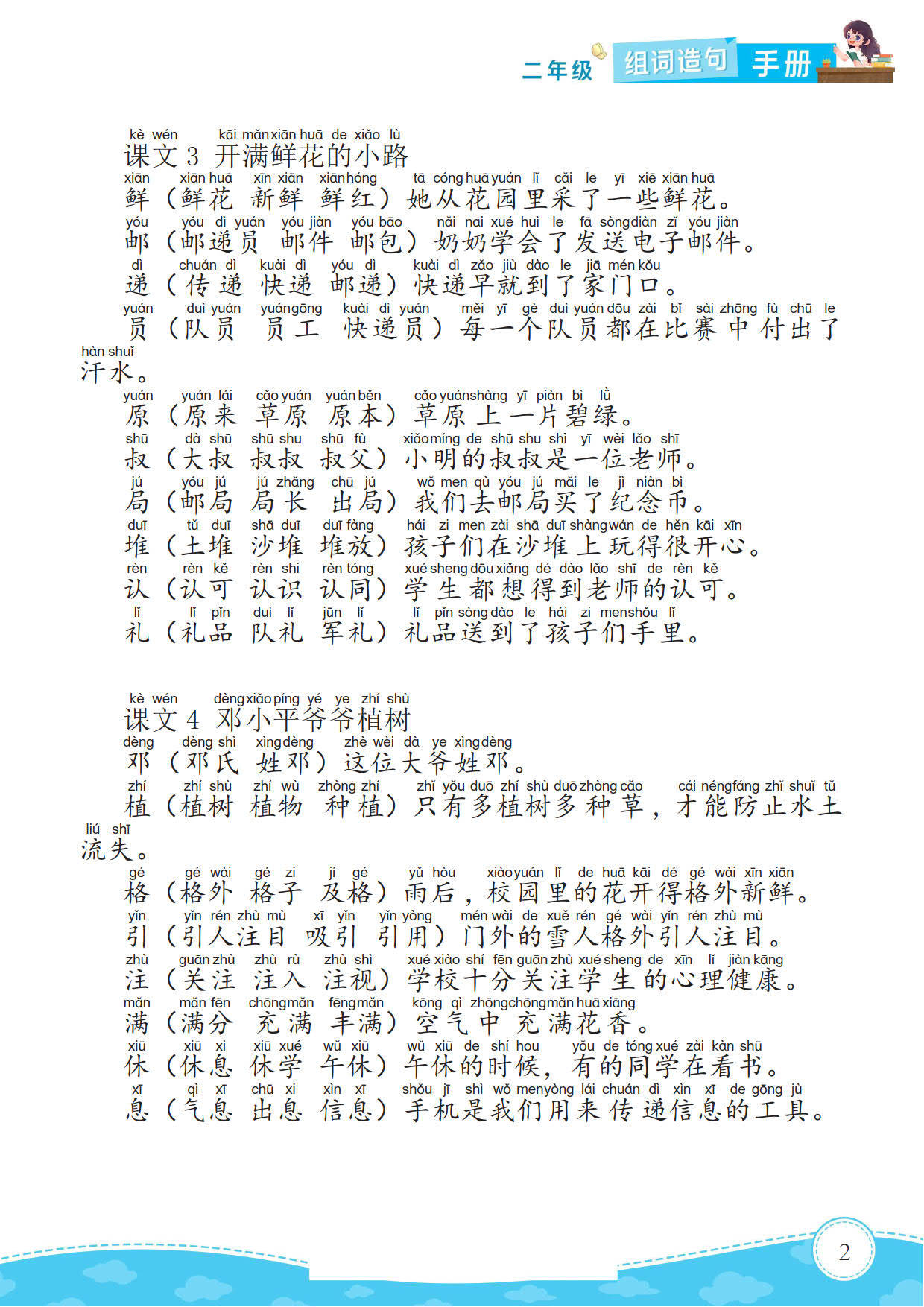 小学二年级语文下册重点必考句子综合练习和组词造句
