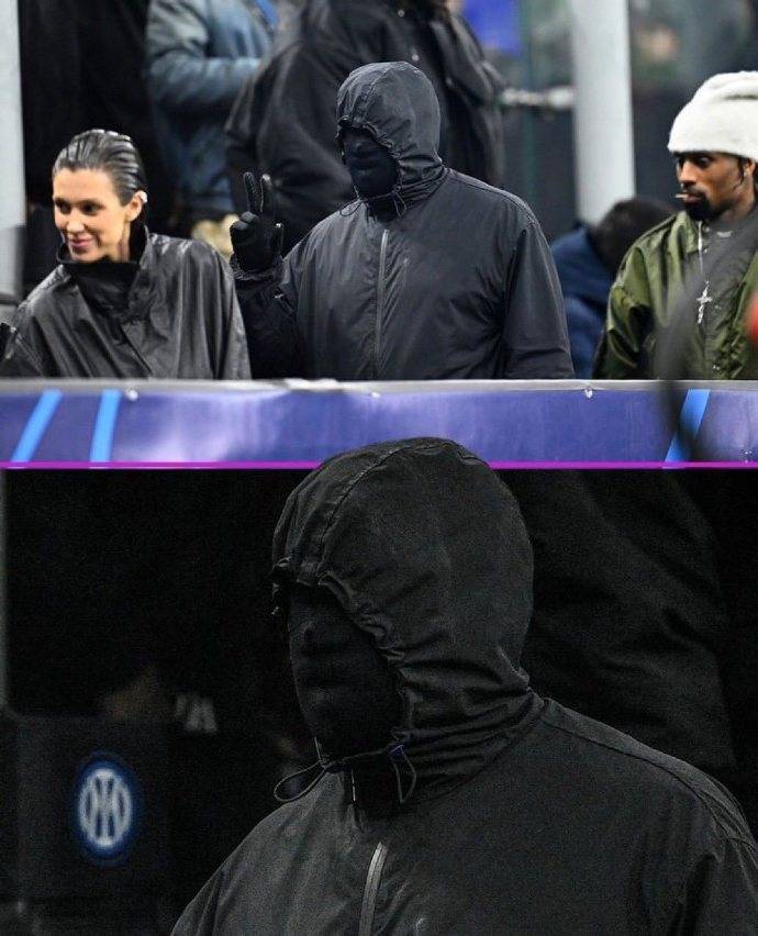 美国说唱歌手侃爷观战欧冠 戴悍匪黑头套_决赛_比赛_黑色